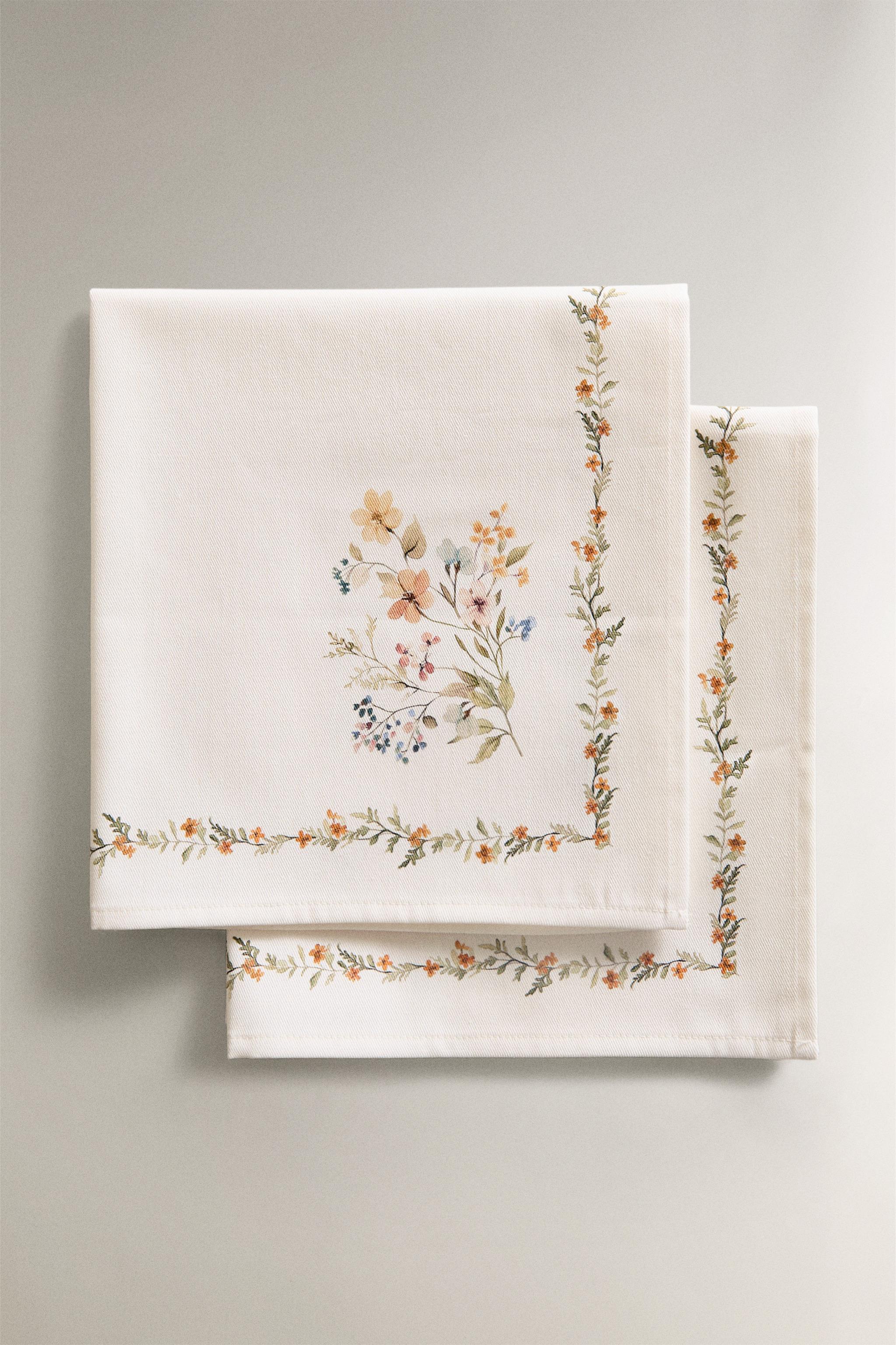SERVIETTE DE TABLE IMPRIMÉ FLORAL (LOT DE 2)